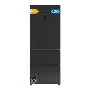 cecotec bolero coolmarket fd 420 dark e frigorifico puerta francesa 420l luz led pantalla digital compresor inverter total nofrost modo vacaciones pantalla en puerta color gris oscuro