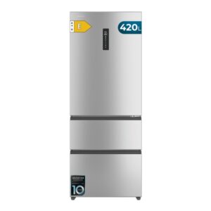 cecotec bolero coolmarket fd 420 inox e frigorifico puerta francesa capacidad 420l luz led pantalla digital compresor inverter total nofrost modo vacaciones pantalla en puerta color acero
