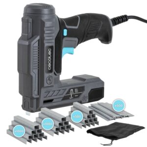 cecotec fasttacker 400 power grapadora electrica 70w cable 3m compatible con grapas y clavos bolsa incluida color negro y azul
