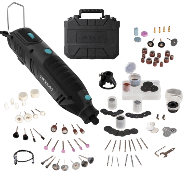 cecotec multihand 200 power multiherramienta rotativa 200w 256 accesorios maletin velocidad ajustable pantalla color negro