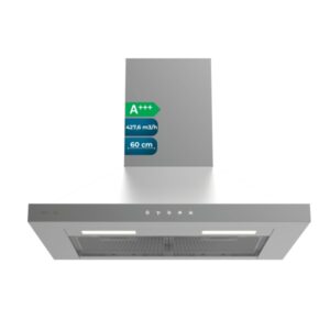 cecotec bolero flux pt 604000 inox a+++ campana extractora de 60cm succion 427.6m3/h luz led filtros aptos para lavavajillas varias velocidades filtros de carbono incluidos color gris
