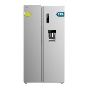 cecotec bolero coolmarket sbs 559 inox c frigorifico americano capacidad 559l nofrost dispensador de agua luz led compresor inverter frio envolvente 91.2x70.4x177cm color acero