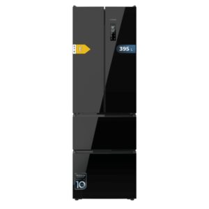 cecotec bolero coolmarket combi f2d 395 black glass e frigorifico puerta francesa de 4 puertas capacidad 395l compresor inverter total nofrost puerta de cristal 185x59.5x68cm color negro