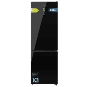 cecotec bolero coolmarket combi 456 black glass c frigorifico combi capacidad 456l compresor inverter puerta de cristal silencioso frio envolvente clase c 201x59.5cm color negro