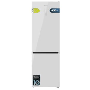 cecotec bolero coolmarket combi 456 white glass c frigorifico combi capacidad 456l compresor inverter total nofrost pantalla en puerta frio envolvente clase e 201x59.5x68cm color blanco