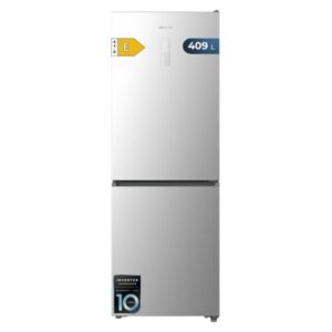 cecotec bolero coolmarket combi 409 inox e frigorifico combi capacidad 409l compresor inverter congelacion ultrarapida silencioso frio envolvente clase e 185x59.5cm color acero