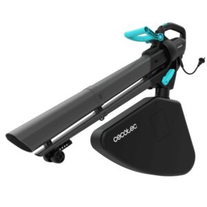 cecotec airforce 3300 crush and go soplador aspirador de hojas 3300w varias velocidades triturador incorporado bolsa de 40l velocidad hasta 270km/h color negro y azul