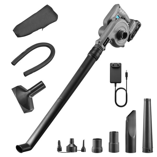 cecotec airforce 2120 freemove soplador de hojas inalambrico bateria 21v 2ah incluye accesorios multifuncion velocidad hasta 200km/h color gris