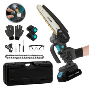 cecotec montanaforce 6000 hand sierra de podar inalambrica 700w 2 baterias 21v 2ah incluye accesorios motor sin escobillas engrasador de cadena maletin color gris oscuro