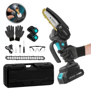 cecotec montanaforce 4000 hand sierra de podar inalambrica 400w 2 baterias 21v 2ah incluye accesorios engrasador de cadena maletin color gris oscuro