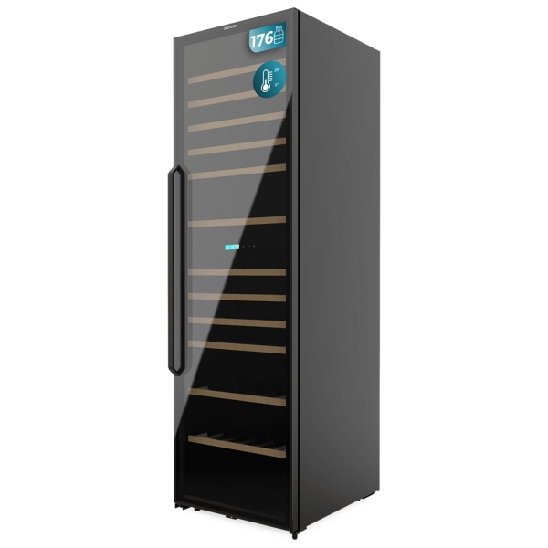 cecotec bolero grandsommelier duo 176000 black vinoteca para 176 botellas luz led temperatura regulable doble zona pantalla led compresor integrado 195.5x59.5x70.5cm color negro