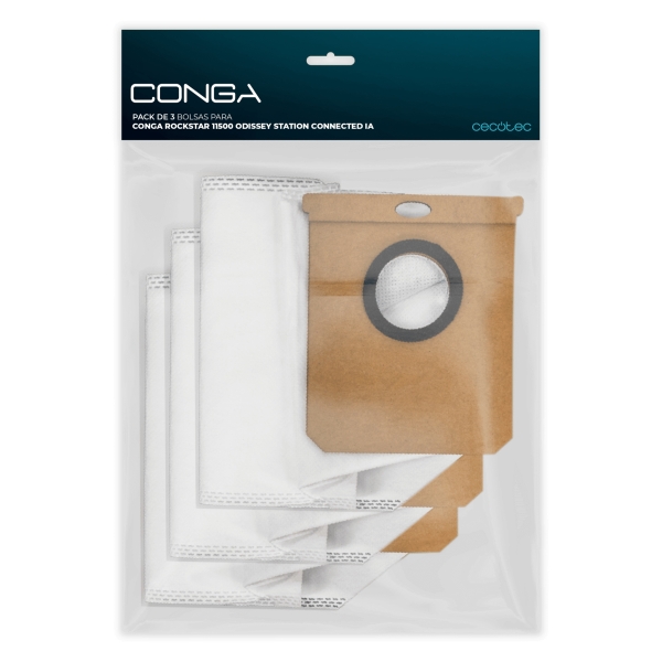 cecotec pack de 3 bolsas para conga rockstar 11500 odyssey station connected ia color blanco