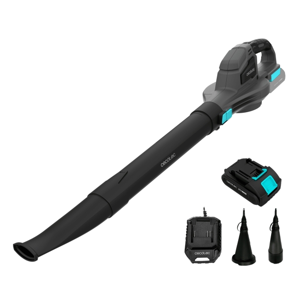 cecotec airforce 2500 agile soplador de hojas inalambrico bateria 21v 2ah varias velocidades incluye accesorios velocidad hasta 241km/h color gris oscuro