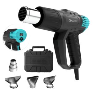 cecotec hell gun 9500 vision pistola de calor 2000w pantalla digital temperatura regulable de 50ºc a 600ºc cabezales incluidos color negro