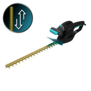 cecotec titaniumsword 450 cortasetos espada de 45cm mando rotatorio encendido seguro cubierta protectora cuchillas de titanio color negro