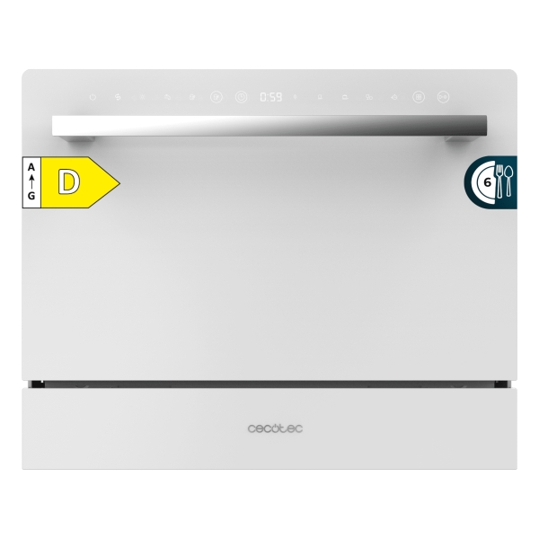 cecotec bolero aguazero 2400 white glass mini lavavajillas 6 servicios seguro infantil 5 programas inicio programable color blanco