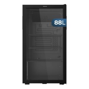 cecotec bolero coolmarket bc 88 black nevera minibar capacidad 88l 115 latas luz led temperatura regulable de 0 a 10ºc puerta de cristal color negro