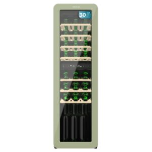 cecotec bolero grandsommelier origin duo 30 hit green vinoteca 30 botellas luz led temperatura regulable estilo retro compresor integrado ventilador interior 120.5x36.6x47.6cm color menta