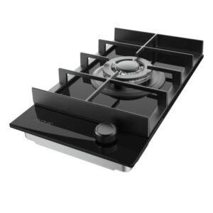 cecotec bolero squad g 1400f glass black cocina de gas encastrable 1 quemador acabado en cristal negro 3.4kw parrillas de hierro fundido wok de triple corona color negro