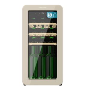 cecotec bolero grandsommelier origin 18 hit beige vinoteca 18 botellas luz led temperatura regulable estilo retro compresor integrado ventilador interior 74.3x36.6x47.6cm color beige