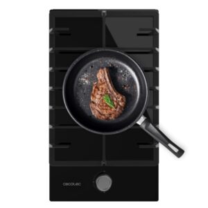cecotec bolero squad g 1200f glass black cocina de gas encastrable 1 quemador acabado en cristal negro 3.5kw parrillas de hierro fundido inyector convertor a glp color negro
