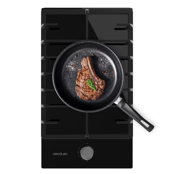 cecotec bolero squad g 1200f glass black cocina de gas encastrable 1 quemador acabado en cristal negro 3.5kw parrillas de hierro fundido inyector convertor a glp color negro
