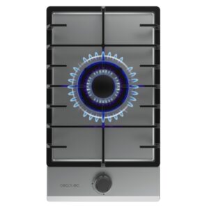 cecotec bolero squad g 1200f inox cocina de gas encastrable 1 quemador acero inoxidable 3.5kw parrillas de hierro fundido inyector convertor a glp color acero