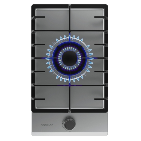 cecotec bolero squad g 1200f inox cocina de gas encastrable 1 quemador acero inoxidable 3.5kw parrillas de hierro fundido inyector convertor a glp color acero