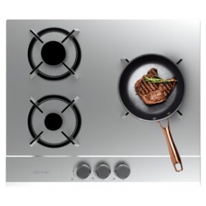 cecotec bolero squad g 3200s inox cocina de gas encastrable 3 quemadores acero inoxidable 6.25kw parrillas de hierro fundido inyector convertor a glp color acero