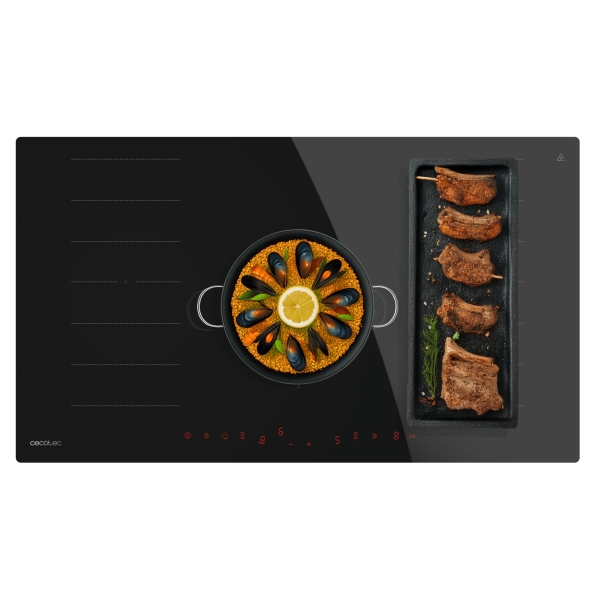 cecotec bolero squad i 5600 fullflex90 cocina de induccion encastrable 10200w 3 zonas control tactil invisible temporizador 9 niveles de potencia funcion booster color negro