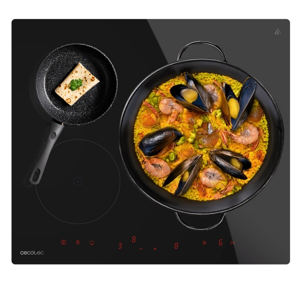 cecotec bolero squad i 3600 cocina de induccion encastrable 7400w 3 zonas temporizador control tactil invisible 9 niveles de potencia funcion booster color negro