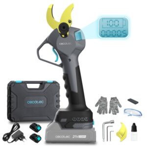 cecotec titancut 3000 tijeras de podar inalambricas ramas hasta 30mm 400w 2 baterias 21v 2ah pantalla digital incluye accesorios motor sin escobillas color gris oscuro
