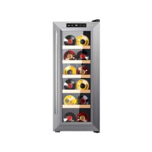 cecotec bolero grandsommelier 1270 coolwood vinoteca para 12 botellas silencioso 35db luz led pantalla led temperatura regulable control tactil color acero
