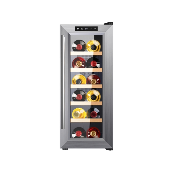 cecotec bolero grandsommelier 1270 coolwood vinoteca para 12 botellas silencioso 35db luz led pantalla led temperatura regulable control tactil color acero