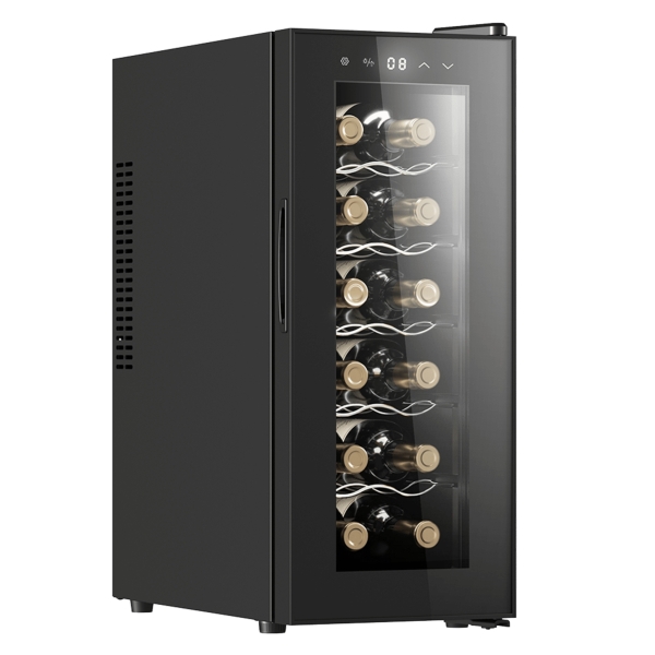 cecotec bolero grandsommelier 1250 coolcrystal vinoteca para 12 botellas silencioso 35db luz led pantalla led temperatura regulable control tactil color negro