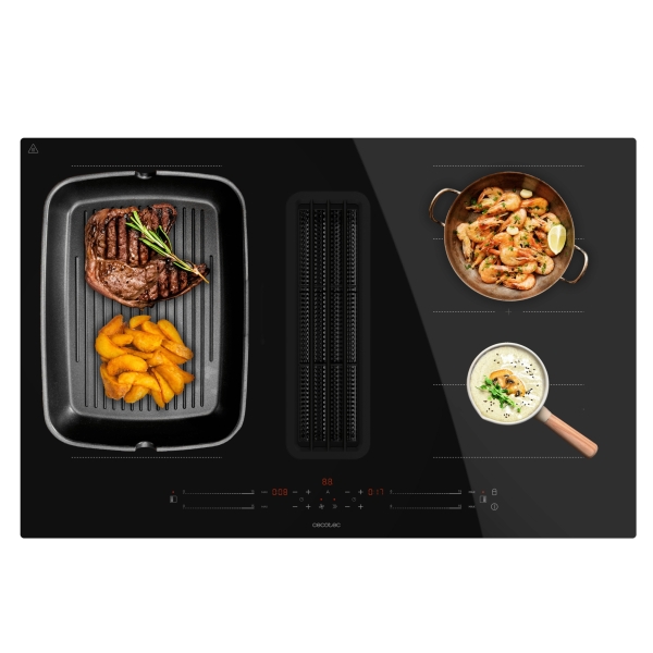 cecotec bolero squad ih 4800 totalflex80 cocina de induccion encastrable con extractor integrado integrada 7400w succion 630m3/h funcion booster 15 niveles temporizador color negro