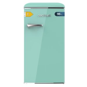 cecotec bolero coolmarket tt origin 95 green e mini frigorifico capacidad 95l estilo retro cajon para hielo tirador cromado 48.7x59.2x89.3cm color menta