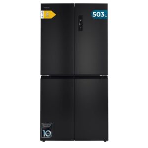 cecotec bolero coolmarket 4d 503 dark e frigorifico americano 4 puertas capacidad 503l luz led compresor inverter silencioso frio envolvente clase e 177.5x85.3x69.8cm color negro