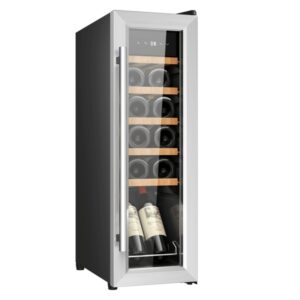 cecotec bolero grandsommelier 1250 coolwood compressor vinoteca para 12 botellas capacidad 0.75l luz led temperatura regulable control tactil 25.2x45x79.5cm color acero