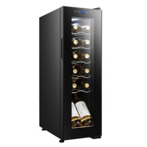 cecotec bolero grandsommelier 1250 coolcrystal compressor vinoteca para 12 botellas capacidad 0.75l luz led temperatura regulable control tactil 25.2x45x79.5cm color negro