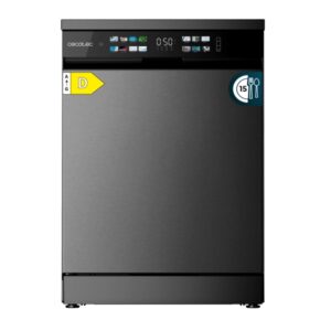 cecotec bolero aguazero 6210 dark d lavavajillas de 60cm 15 cubiertos seguro infantil pantalla xxl 8 programas inicio programable funcion media carga color gris oscuro
