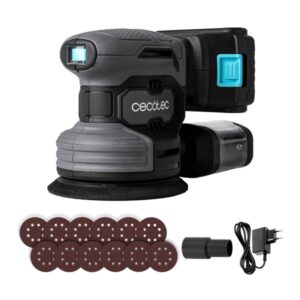 cecotec perfectsurface 2120 rotate lijadora rotorbital inalambrica velocidad 13.000rpm bateria 2.000mah incluye accesorios conector para aspiradora deposito de polvo color gris oscuro