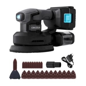 cecotec perfectsurface 2120 delta lijadora orbital inalambrica bateria 2.000mah 28.000 vibraciones por minuto incluye accesorios conector para aspiradora deposito de polvo color gris oscuro