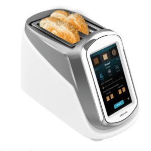 cecotec toastpad double pro screen tostadora de doble ranura 1400w pantalla tft 7" 7 niveles de tostado control individual cubierta antipolvo color blanco y plata