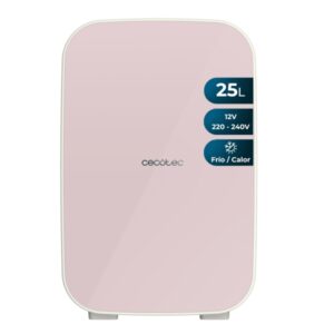 cecotec bolero minicooling 25l bahamas pink mini frigorifico portatil capacidad 25l 12v/220v temperatura regulable enfria hasta 7ºc funcion calentamiento hasta 65ºc color rosa pastel