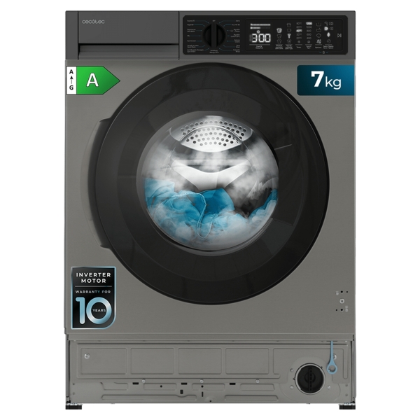 cecotec bolero dresscode 750 bi inverter steel a lavadora integrable capacidad 7kg velocidad 1200rpm temperatura regulable motor inverter inicio programable 15 programas color acero