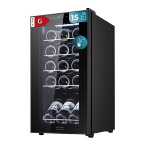 cecotec bolero grandsommelier 1550 black compressor vinoteca para 15 botellas silencioso 39db temperatura regulable compresor de enfriamiento control tactil color negro