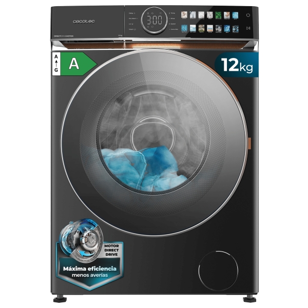 cecotec bolero dresscode 12980 direct drive steel a lavadora de carga frontal capacidad 12kg velocidad 1400rpm puerta xxl 14 programas color gris oscuro