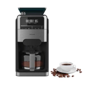 cecotec coffee 66 grind and brew cafetera de goteo de 12 tazas 1400w jarra de 1.5l programable acabados en acero inoxidable deposito y molinillo integrado color negro y gris