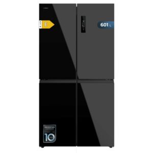 cecotec bolero coolmarket 4d 601 black glass e frigorifico americano 4 puertas capacidad 601l compresor inverter total nofrost puerta de cristal clase e 90.5x73x177.5cm color negro